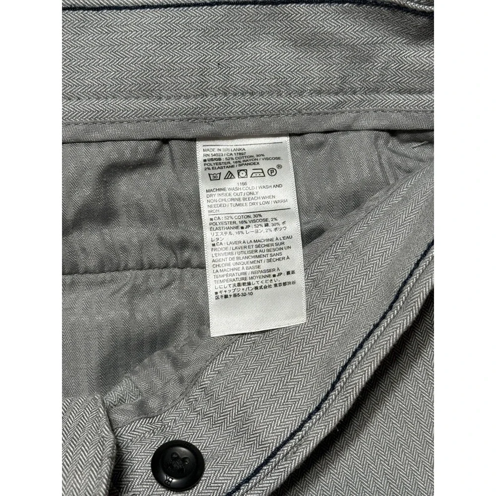 Banana Republic Slim-Tapered Fit Pants Mens 31x32 Gray Herringbone Chino